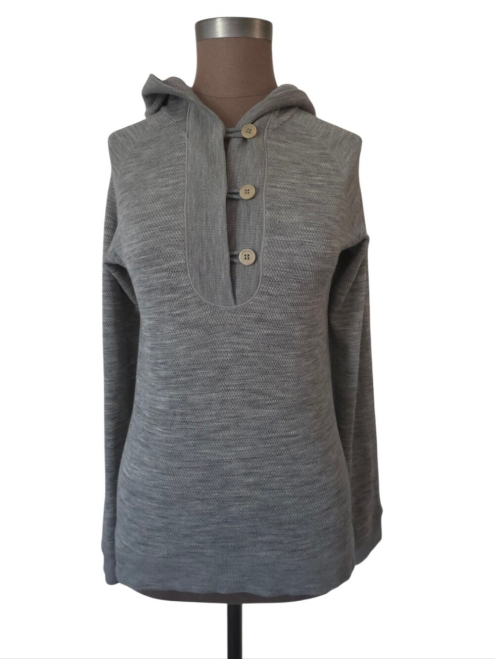 Icebreaker Crave Hood Merino in Fawn Melange Grey Size Small